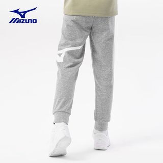 美津浓（MIZUNO）儿童运动裤男童亲肤棉质休闲卫裤大童宽松长裤休闲裤儿童裤子 花灰色 140CM（65-75斤）