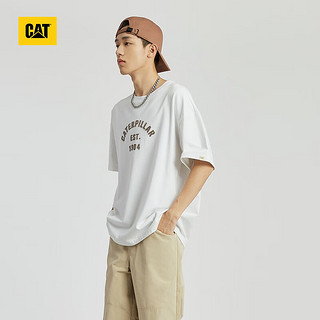 CAT卡特24春男士户外LOGO设计宽松短袖T恤 白色 S