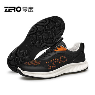 零度Zero男鞋真皮柔软舒适运动休闲鞋拼接撞色户外防滑耐磨鞋子男 83黑色 42