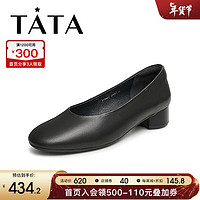 他她（TATA）2024春时尚休闲百搭浅口单鞋女XCN01AQ4 黑色 37