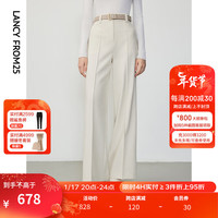 朗姿【王楚然同款】23冬高腰职业正装西装裤气质阔腿裤通勤长裤女 象牙白色 XXL