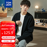 唐狮（TonLion）2023男毛衣针织开衫外套男士复古拉链毛衣 黑色 L 