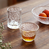 aderia 亚德利亚 品牌清仓日本手工玻璃透明杯津轻初雪锤纹品茗杯酒杯