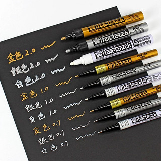日本樱花（SAKURA）油漆笔12支组合套装0.7\/1.0\/2金银白套装 cd绘画高光笔 白色0.7MM12支组合
