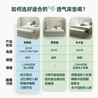 ZINUS际诺思卧室家用席梦思弹簧海绵绿茶系列双人床垫酒店 绿茶-马卡龙 床垫20CM ，1.2*2.0