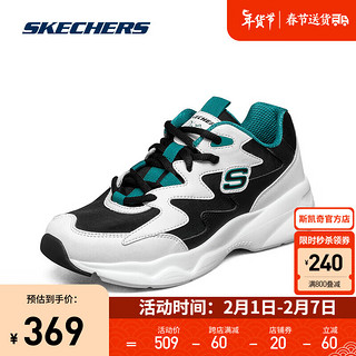 斯凯奇（Skechers）老爹鞋休闲鞋百搭镂空网面透气时尚运动鞋896005 白色/绿色/WGRN 35.5码