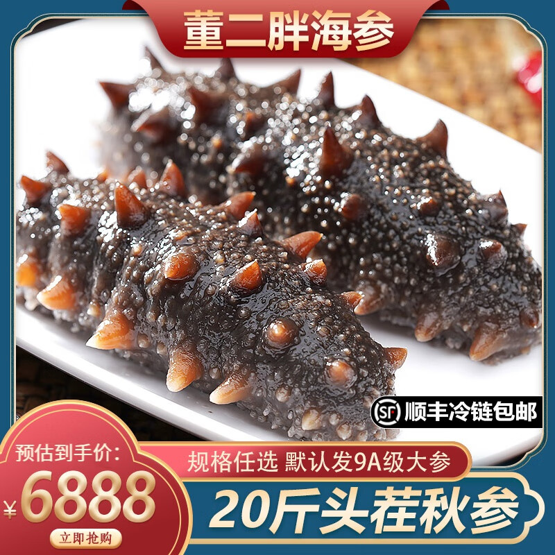 董二胖即食海参辽刺参 大连鲜食海参单独装高品质囤货送人优选 20斤装（）