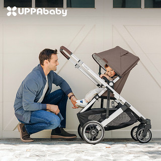 UPPAbaby CRUZ V2高景观婴儿推车双向 可坐可躺 易折叠 宝宝手推车 蓝灰色-GREGORY【含睡篮】