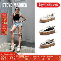 STEVE MADDEN/思美登秋季厚底圆头系带帆布鞋休闲鞋女板鞋 BAILEY 米白色 35