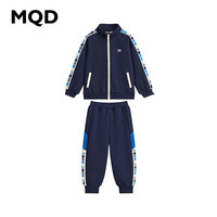 马骑顿 MQD童装男大童24春学院风字母运动休闲棒球领套装 藏青 150cm