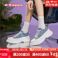KAPPA卡帕女鞋厚底帆布鞋子女2024春季百搭板鞋轻便运动休闲鞋 赤蝶蓝 38