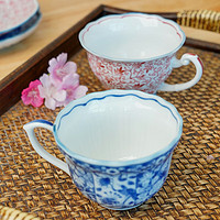 美浓烧（Mino Yaki）日本复古咖啡杯子高档精致陶瓷设计感小众下午茶餐具 花凛祥瑞