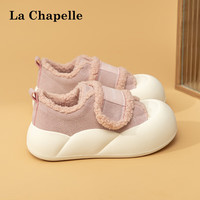 La Chapelle拉夏贝尔女鞋棉鞋加绒保暖鞋子女2024新春季保暖魔术贴设计休闲保暖软鞋女 粉色 加绒 39