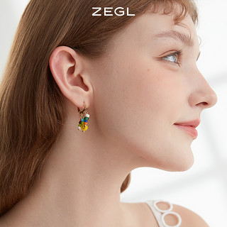 ZEGL彩虹笑脸淡水珍珠多巴胺耳环女彩色设计感耳钉925银针不对称耳饰 童趣彩珠耳环