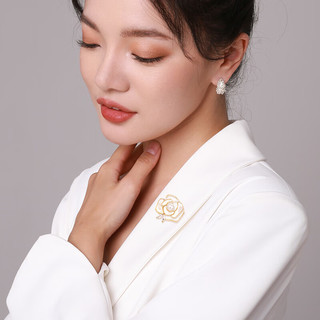 Qlady 山茶花胸针高档女气质胸花防走光别针轻奢配饰新年