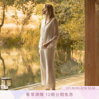 MANITO/曼尼陀 Luella 女士丝绒睡衣套装 秋冬丝绒蕾丝家居服 净荼白 M