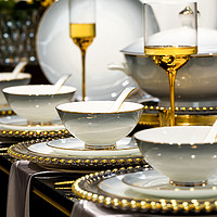88VIP：康陌 碗碟套装家用轻奢高级感景德镇骨瓷碗筷陶瓷碗盘碗具2023餐具