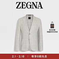 杰尼亚（Zegna）新年春夏浅米色亚麻羊毛及桑蚕丝衬衫夹克749524A7-1DJSS0-50 50/M