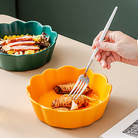 88VIP：竹木本记 沙拉碗陶瓷烤碗烘焙碗家用耐高温花边水果碗焗饭碗7英寸