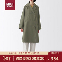 MUJI 無印良品 无印良品（MUJI）不易沾水 双排扣大衣 浅灰棕色 L