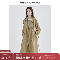 VEGA CHANG风衣女中长款2024春韩版收腰经典时尚外套ins潮 鹭茶色 XS