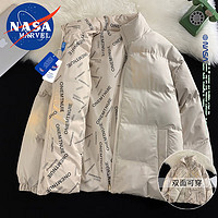 NASA MARVEL棉衣男棉服冬季外套百搭加厚保暖面包服双面穿装休闲棉袄子 卡其色 4XL-（180斤-200斤）