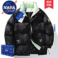 NASA LEAP男装冬季棉服外套男士羽面包绒服棉衣加厚保暖冬装棉袄男 黑花灰 L