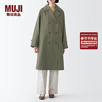 MUJI 無印良品 无印良品（MUJI） 女式 不易沾水 双排扣大衣 中长款外套风衣 2023新款秋 BDE33C3A 浅灰棕色 L (165/88A)