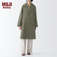 无印良品（無印良品 MUJI） 女式 不易沾水 双排扣大衣 中长款外套风衣  BDE33C3A 浅灰棕色 XXL (170/96A)