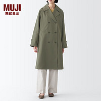 无印良品（MUJI） 女式 不易沾水 双排扣大衣 中长款外套风衣  BDE33C3A 浅灰棕色 XXL (170/96A)