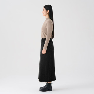 無印良品 MUJI 無印良品  女式 木棉混 灯芯绒 A字裙 中长款半身裙子女款 BE11CC3A 黑色 S