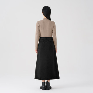 無印良品 MUJI 無印良品  女式 木棉混 灯芯绒 A字裙 中长款半身裙子女款 BE11CC3A 黑色 S