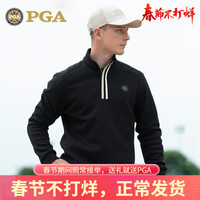 PGA高尔夫服装男长袖T恤秋冬运动球衣男装衣服polo衫翻领设计 PGA 101307-黑色 XL