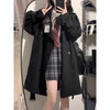 圣保美卡其色风衣女小个子女士韩版学院风大衣短外套薄 【黑色】 XL码