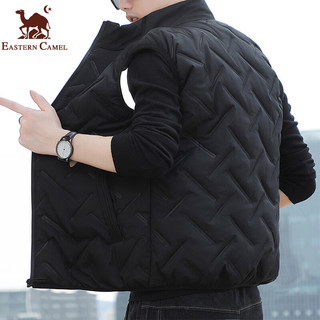 东方骆驼（EASTERN CAMEL）马甲男士秋冬季秋背心坎肩男士加厚保暖棉服男装 黑色 XL
