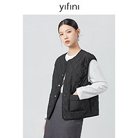 易菲（YIFINI）黑白两面穿百搭马甲外套女无袖棉衣马夹B09H3915 黑色 0S
