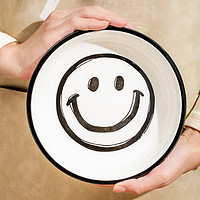 88VIP：竹木本记 陶瓷盘子家用餐具餐盘菜碟菜盘沙拉盘7.2英寸笑脸2个装