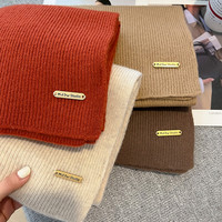 澳洲纯羊毛WOOL100%羊绒围巾新年红色保暖针织围脖女