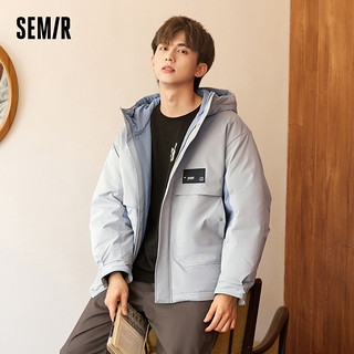 Semir 森马 羽绒服男冬季时尚撞色拼接宽松连帽保暖中长款外套潮