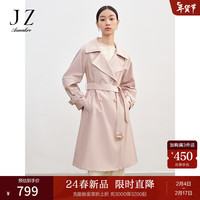 玖姿·安娜蔻清爽简约英伦风落肩收腰经典风衣外套2024春季 粉红 S
