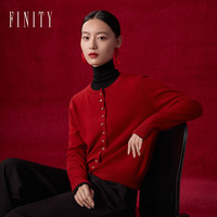 FINITY菲妮迪品牌女装针织衫2024春季100%羊毛时尚红色毛衣女上衣 红色 M