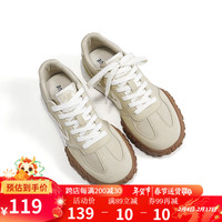 飞跃女鞋运动鞋2024春季鞋子女复古百搭休闲鞋厚底潮流跑步鞋 卡其色 40