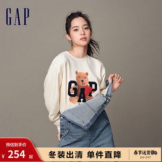 GapGap女装2023冬LOGO宽松卫衣891164 米白色 160/80A(S) 亚洲尺码