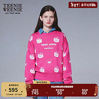 Teenie Weenie小熊2024早春学院风舒适圆领毛衣短款针织衫女装 粉色 160/S