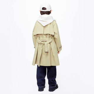 little MO&Co.little moco童装24春装男女童中长款英伦风双排扣风衣外套 卡其色 110/52