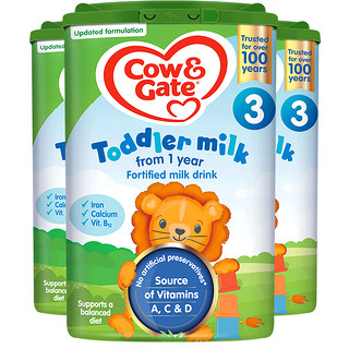 英国牛栏3段配方儿童成长奶粉易乐罐1-2岁800g*3罐装宝宝