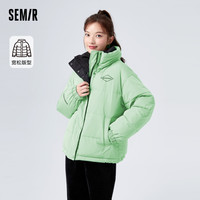 森马 Semir棉服女宽松立领撞色棉袄保暖潮流冬印花女士厚外套百搭ins潮