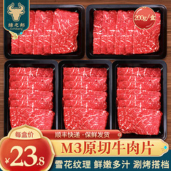 Luzhibang 绿之邦 澳洲M3原切牛肉片雪花牛肉卷谷饲肥牛卷寿喜冷冻火锅烤肉食材生鲜 M3牛肉片-1000g/5盒