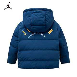 NIKE JORDAN 耐克AJ童装男童连帽羽绒服儿童保暖上衣 军团蓝 140/68(S)