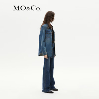 MO&Co.2023冬古铜金扣复古洗水土耳其棉牛仔衬衫MBC4SHT005 牛仔蓝色 S/160